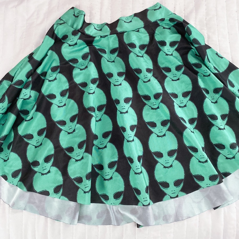 Grunge Rave Style Alien Skater Skirt